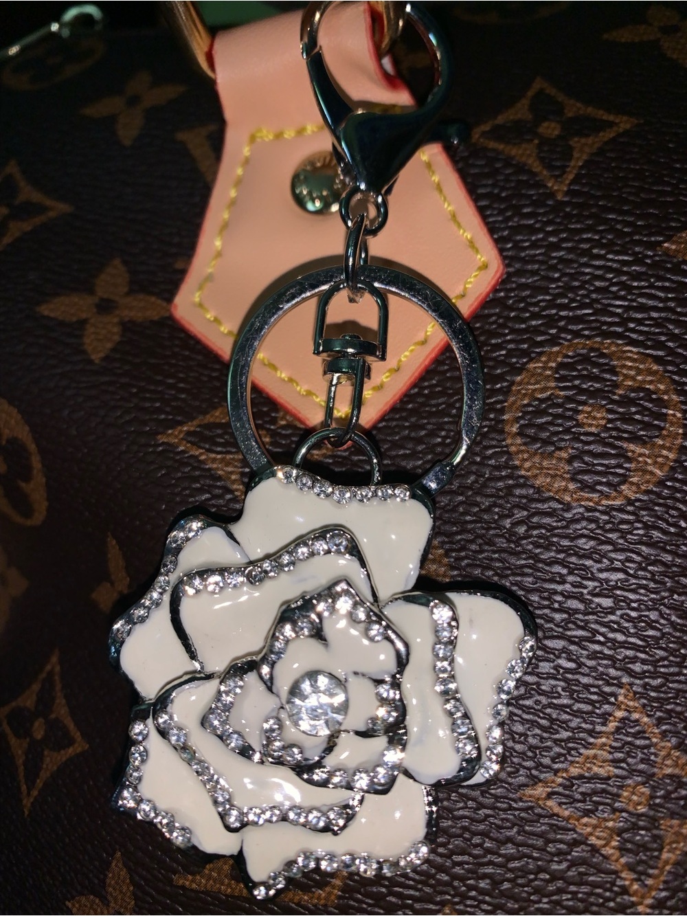 Crystal rose purse/bag charm keychain